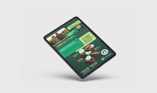 Campanha digital da Cooxupé apresentada em um tablet